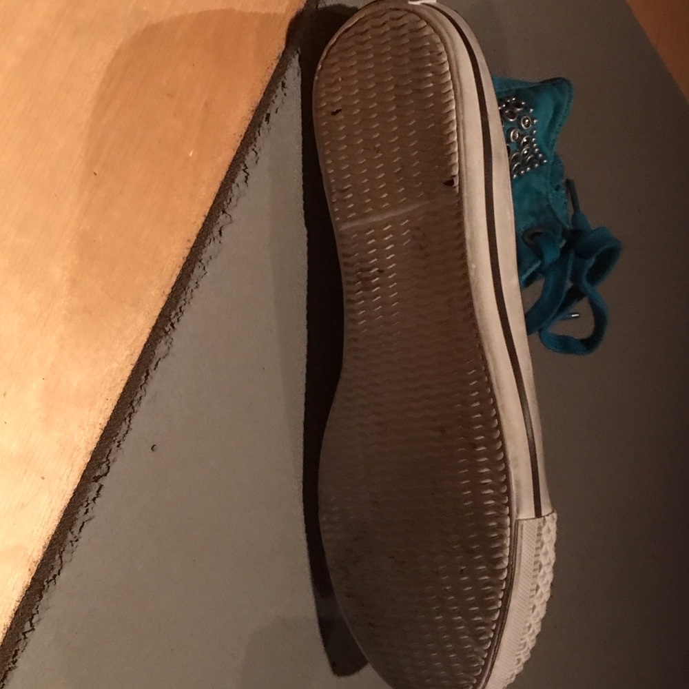 Ash Teal High-Top Sneakers with Studs - Picture 3 of 7